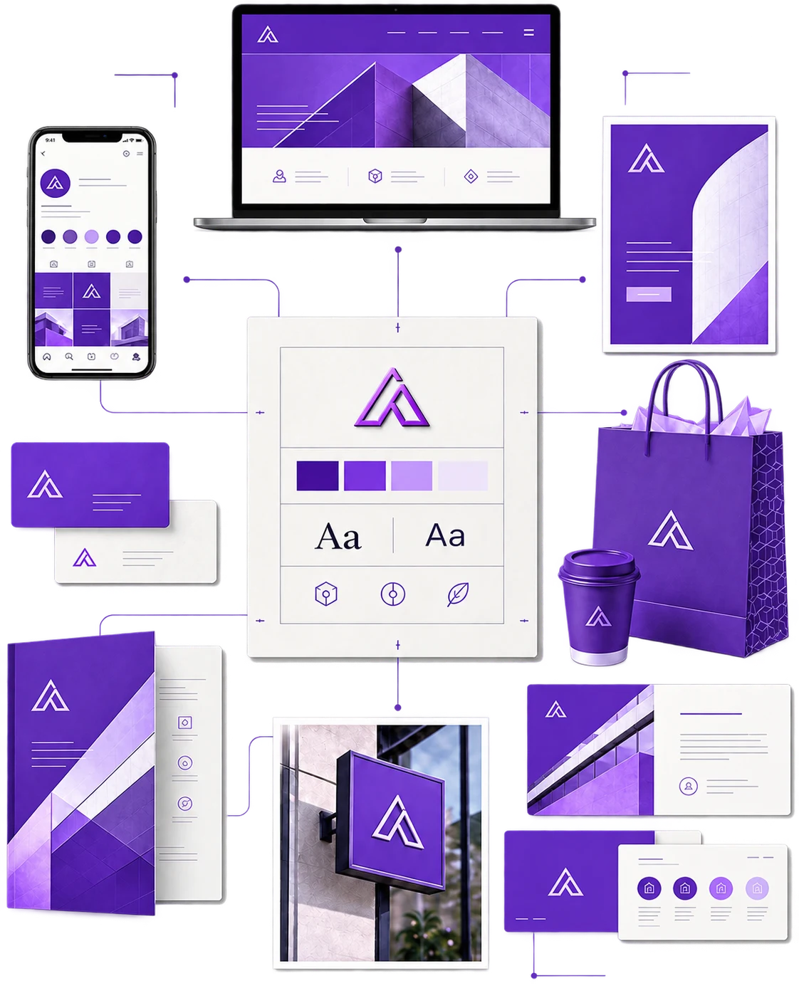 Brand identity system across digital and physical touchpoints