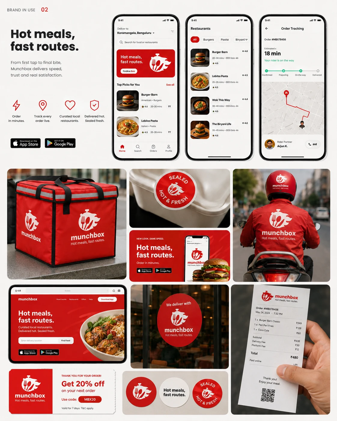 Munchbox food delivery brand applications and mobile experience